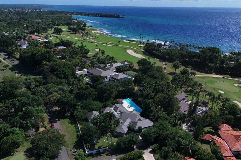 Aerial view of Cacique villas between Teeth of the Dog and the Caribbean, Casa de Campo