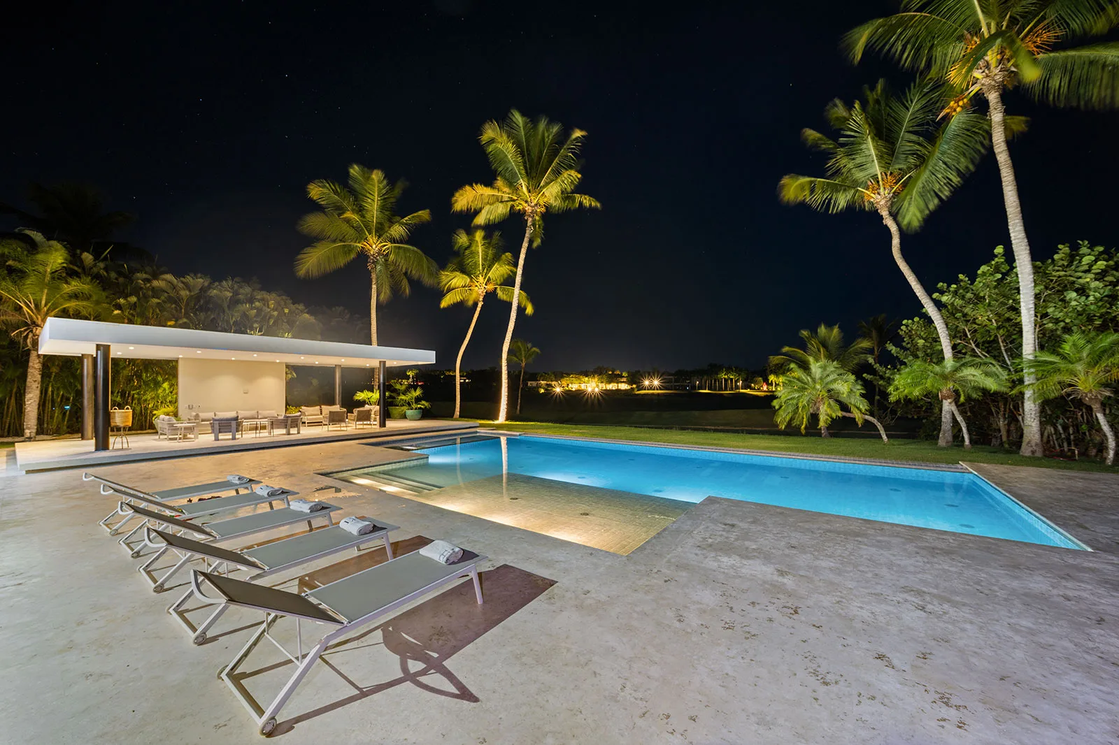 El Batey 11 pool at night, Casa de Campo®