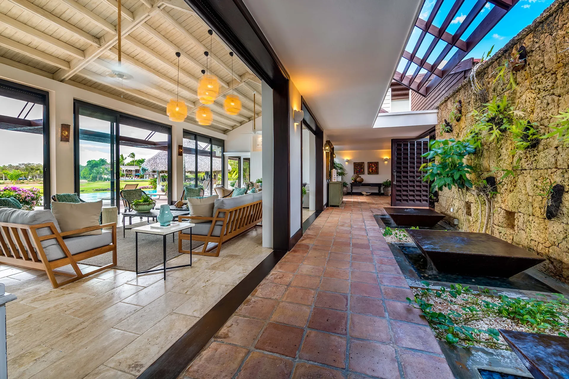 Living gallery at El Batey 20, a CPH villa — Casa de Campo® Resort, Dominican Republic