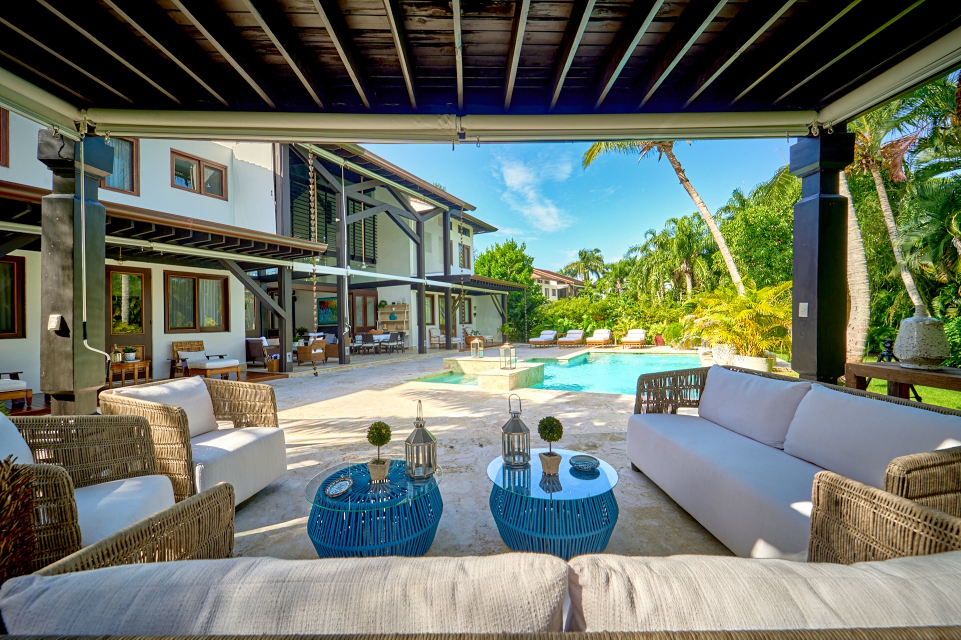 Covered terrace and pool at a Las Cañas I villa — Casa de Campo® Resort, Dominican Republic