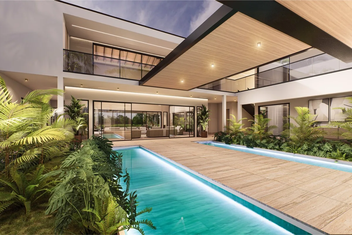 Rendering of the pool beside the covered terrace, Barranca Este 74, Barranca Este, Casa de Campo®