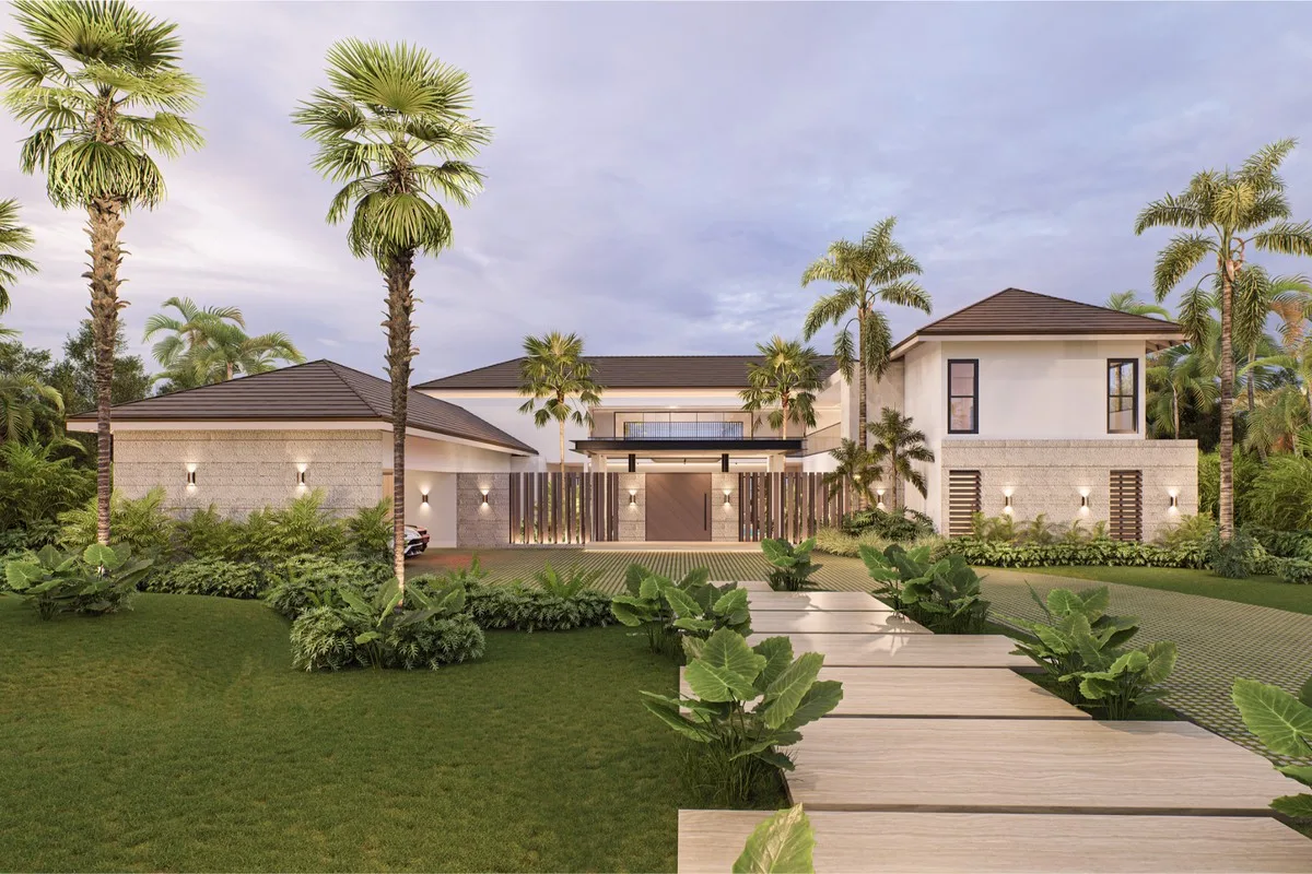 Rendering of the garden path to the villa entrance, Barranca Este 74, Barranca Este, Casa de Campo®