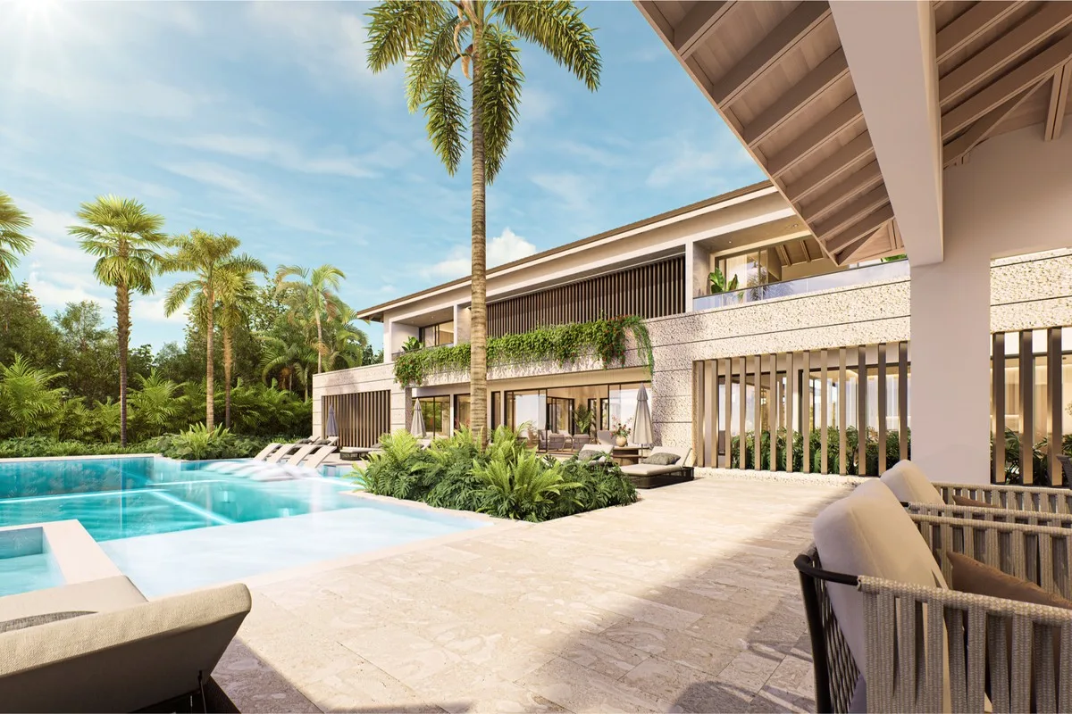 Rendering of the pool with sun loungers, Barranca Este 74, Barranca Este, Casa de Campo®