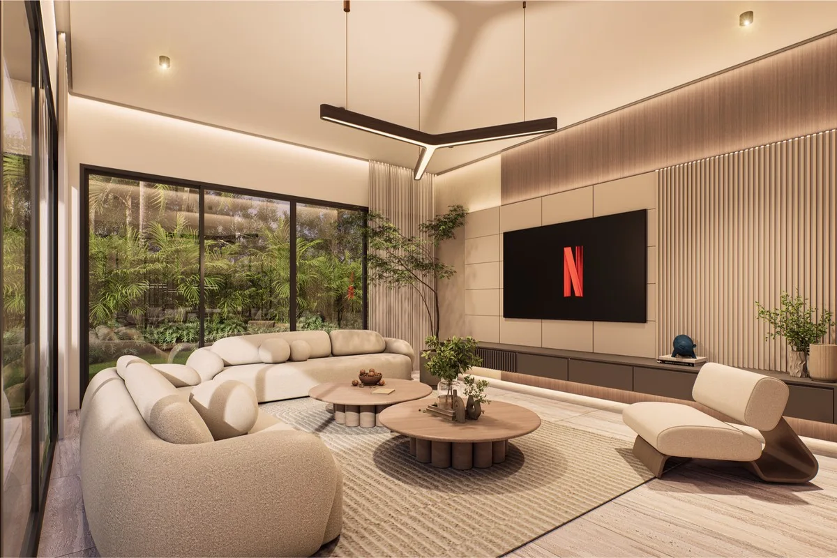 Rendering of the TV lounge with garden views, Barranca Este 74, Barranca Este, Casa de Campo®