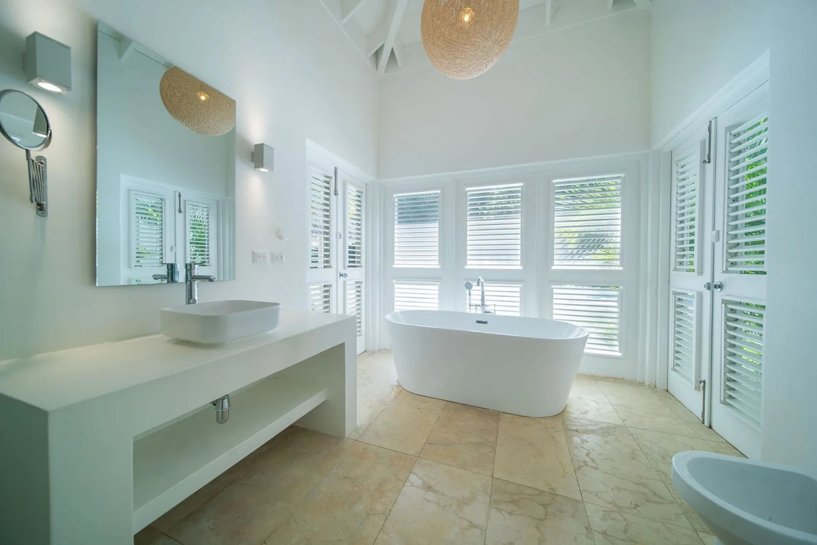 Bathroom with freestanding tub and shuttered windows, Cacique 26, Cacique, Casa de Campo®