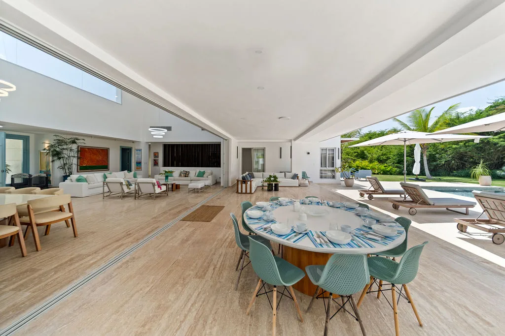 Open-plan living and dining with marble floors, La Vereda 26, La Vereda, Casa de Campo®