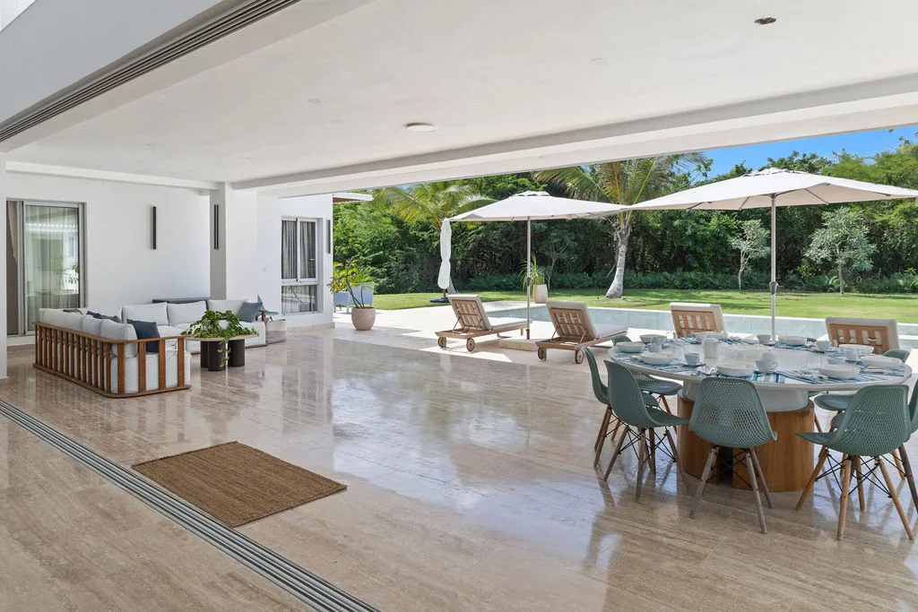 Dining area with garden and pool views, La Vereda 26, La Vereda, Casa de Campo®