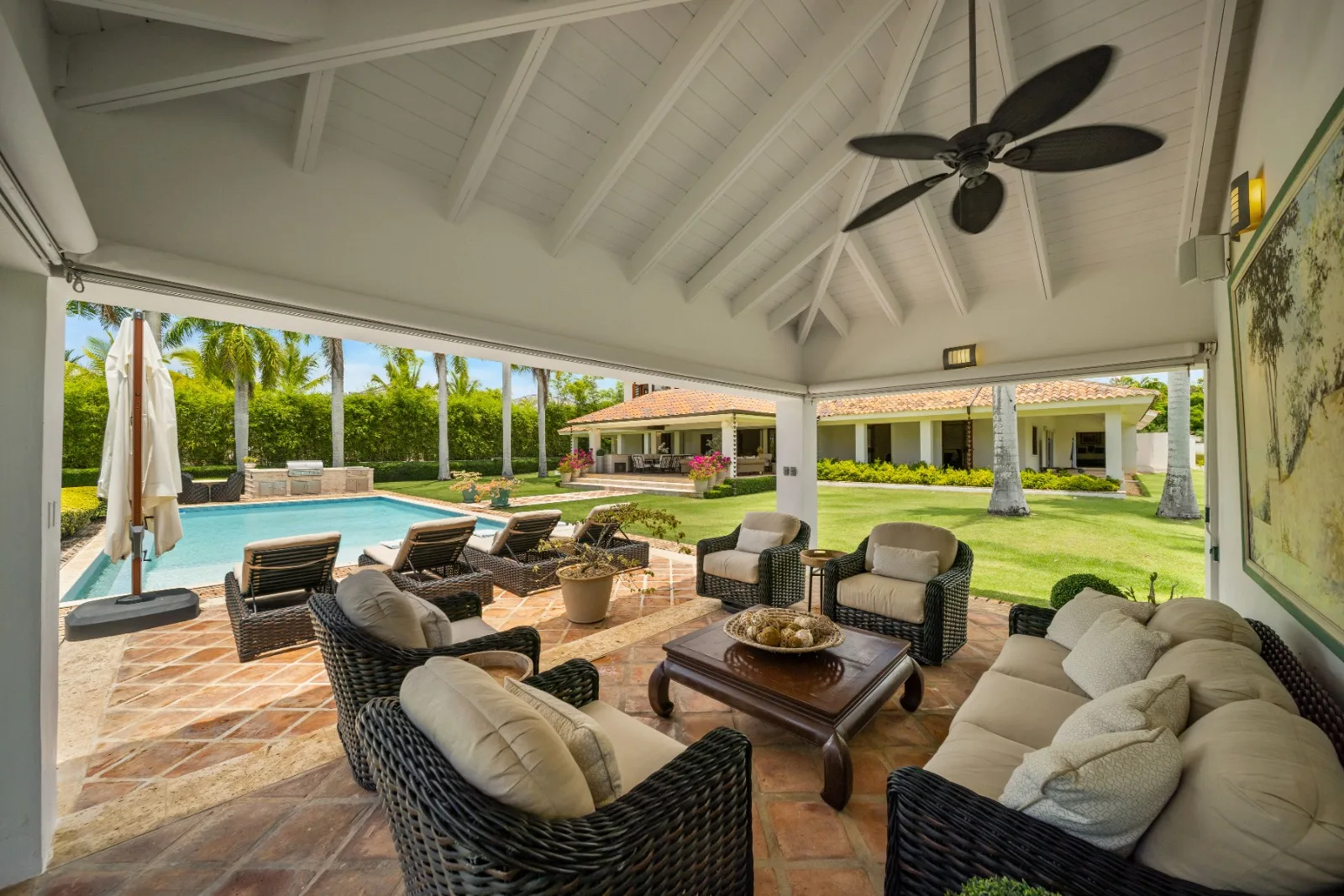 Covered gazebo lounge beside the pool, Punta Aguila 52, Punta Aguila, Casa de Campo®