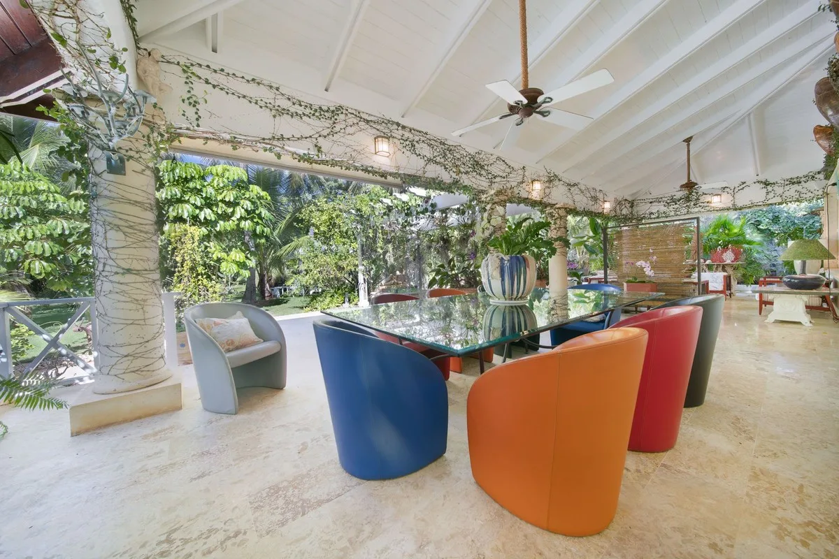 Covered dining terrace with garden views, Rancho Arriba 30, Rancho Arriba, Casa de Campo®