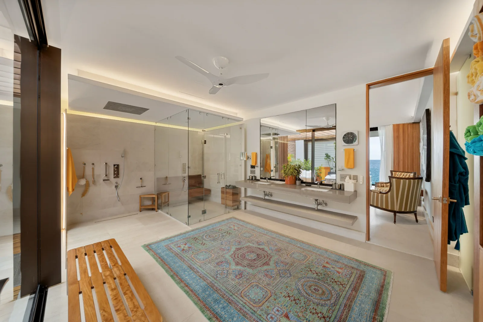 Master suite sitting area with patterned rug, Villa Farallón, Punta Aguila, Casa de Campo®