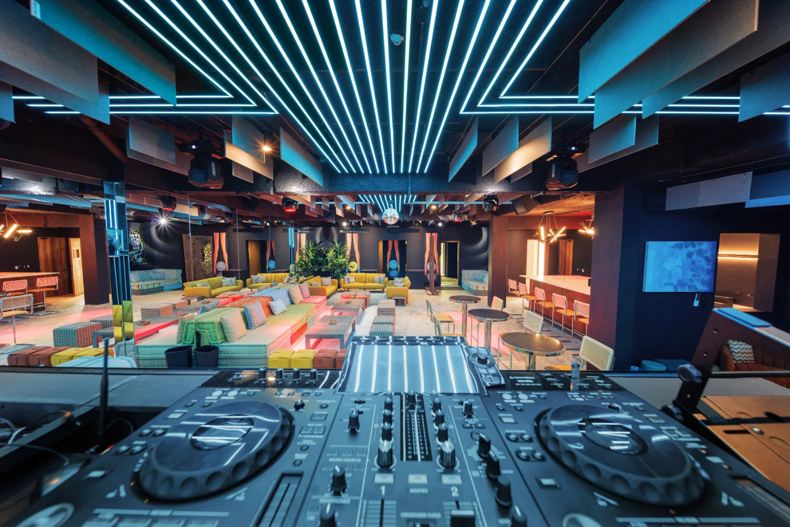 Entertainment lounge with DJ booth and LED ceiling, Villa Farallón, Punta Aguila, Casa de Campo®